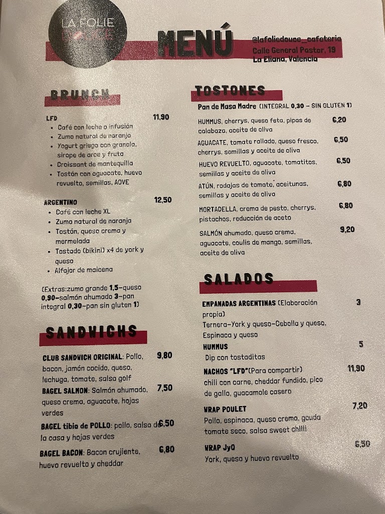 LA FOLIE DOUCE Brunch & Cakes — Carta