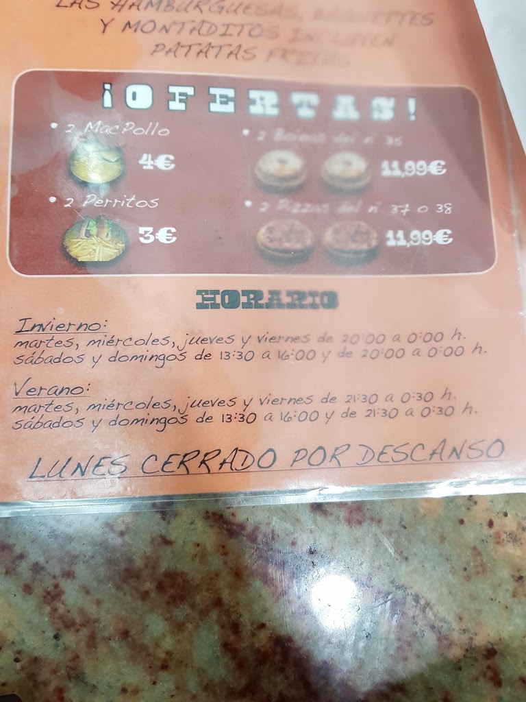 Bagueteria El Lebri — Carta