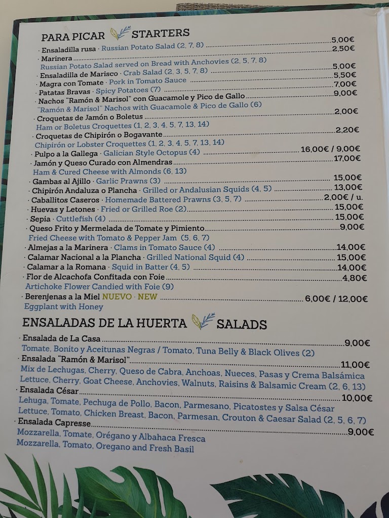El Botanico de Ramon y Marisol — Carta