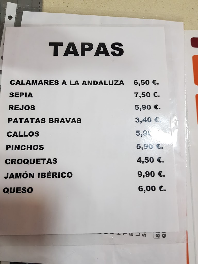 Bar Tres Arcos — Carta