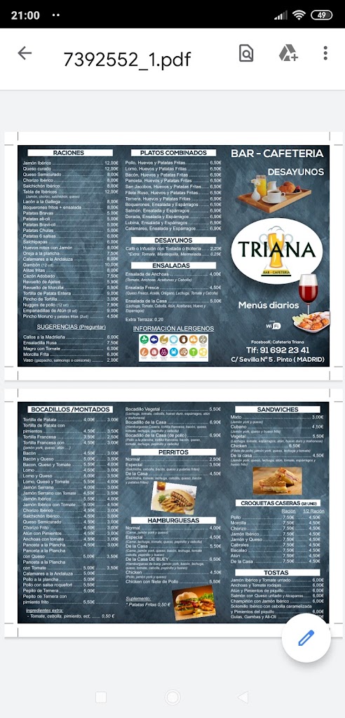 Cafeteria Triana — Del propietario