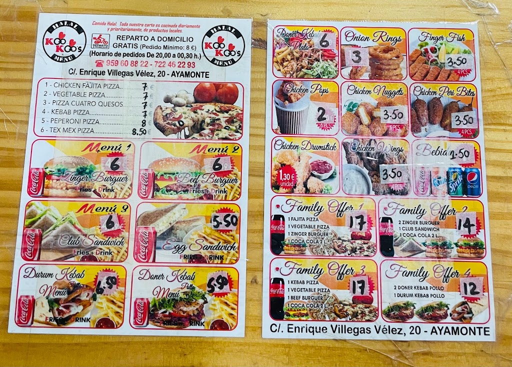Kookoo's menu — Carta