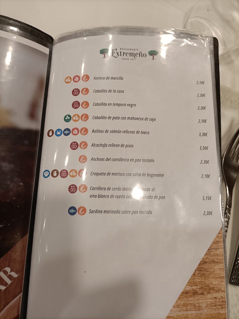 Restaurante Extremeno — Carta