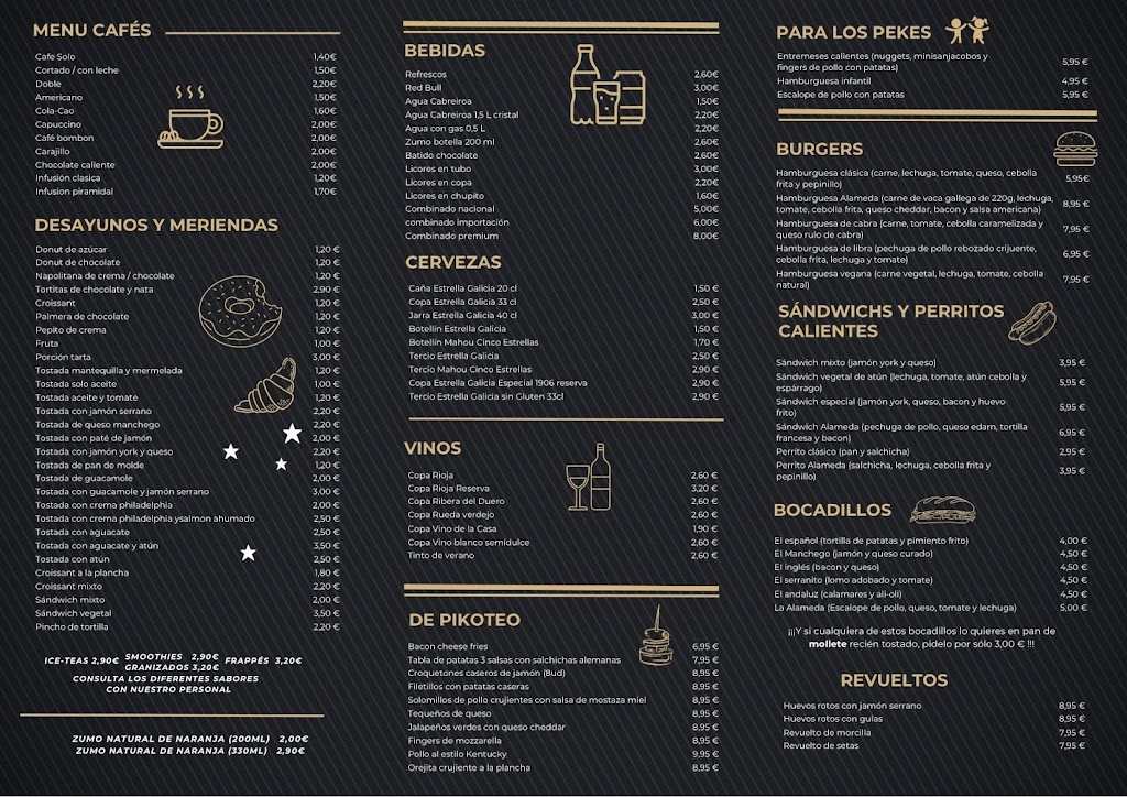 La Alameda Cafe-Bar — Carta