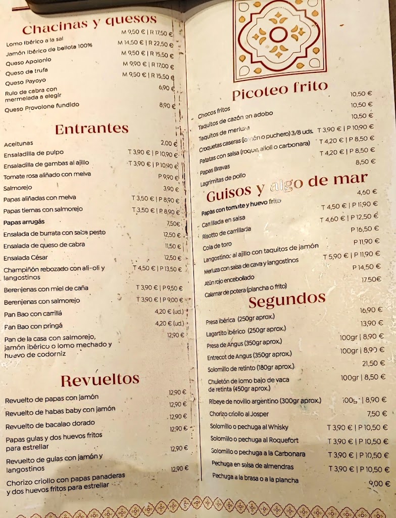 Restaurante Casa Esteban — Carta