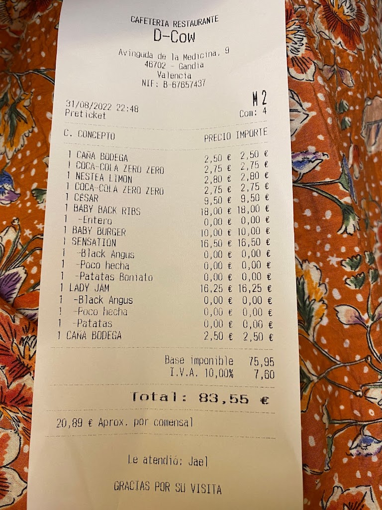 D-COW Gandia — Carta