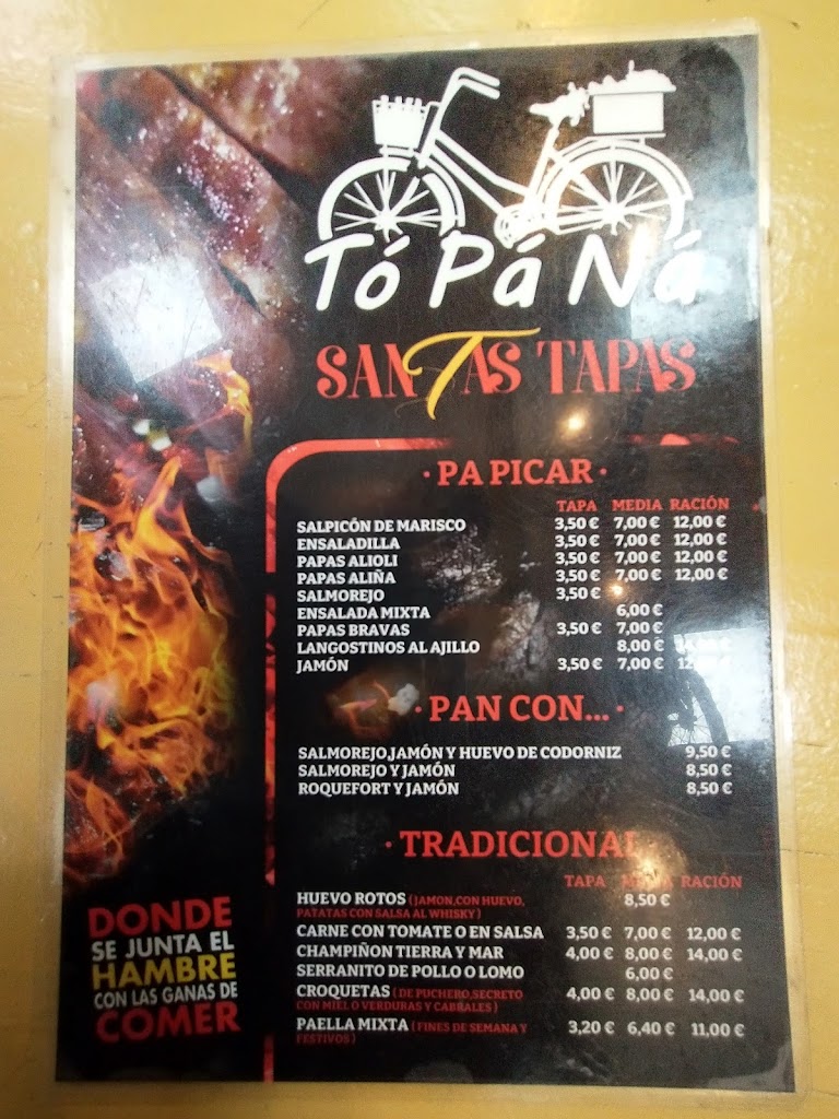 BAR TAPAS NUEVO TO PA NA — Carta