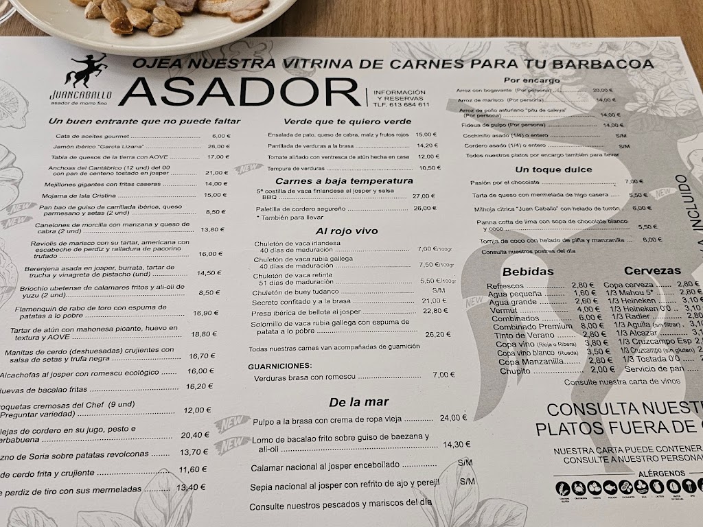 Asador Juancaballo — Carta