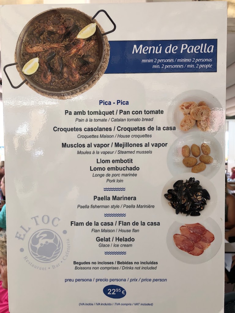 El Toc Restaurant — Carta