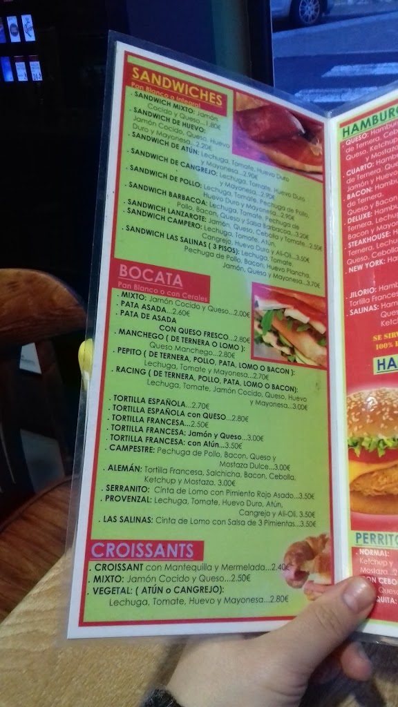 Bar Las Salinas — Carta