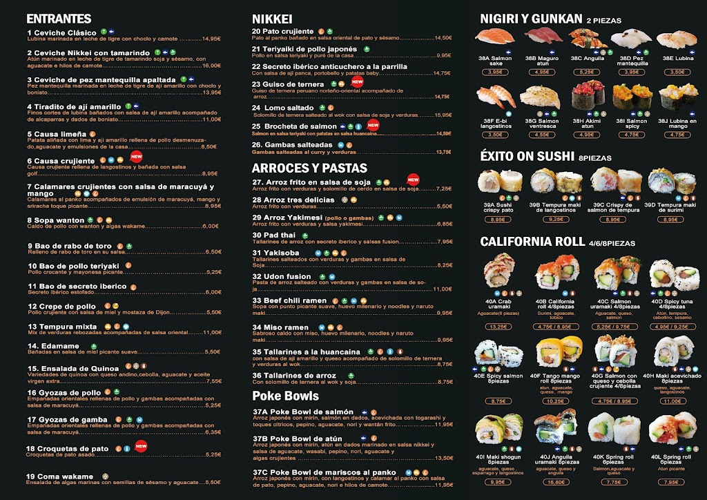 Restaurante OnSushi — Carta