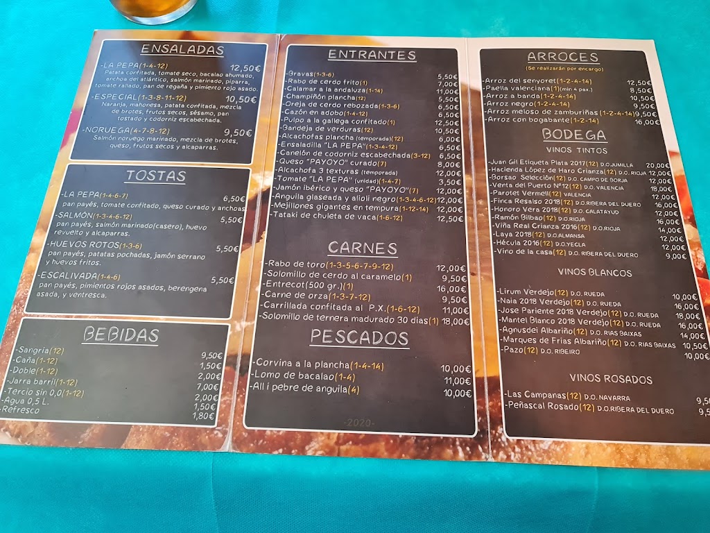 Taperia La Pepa — Carta