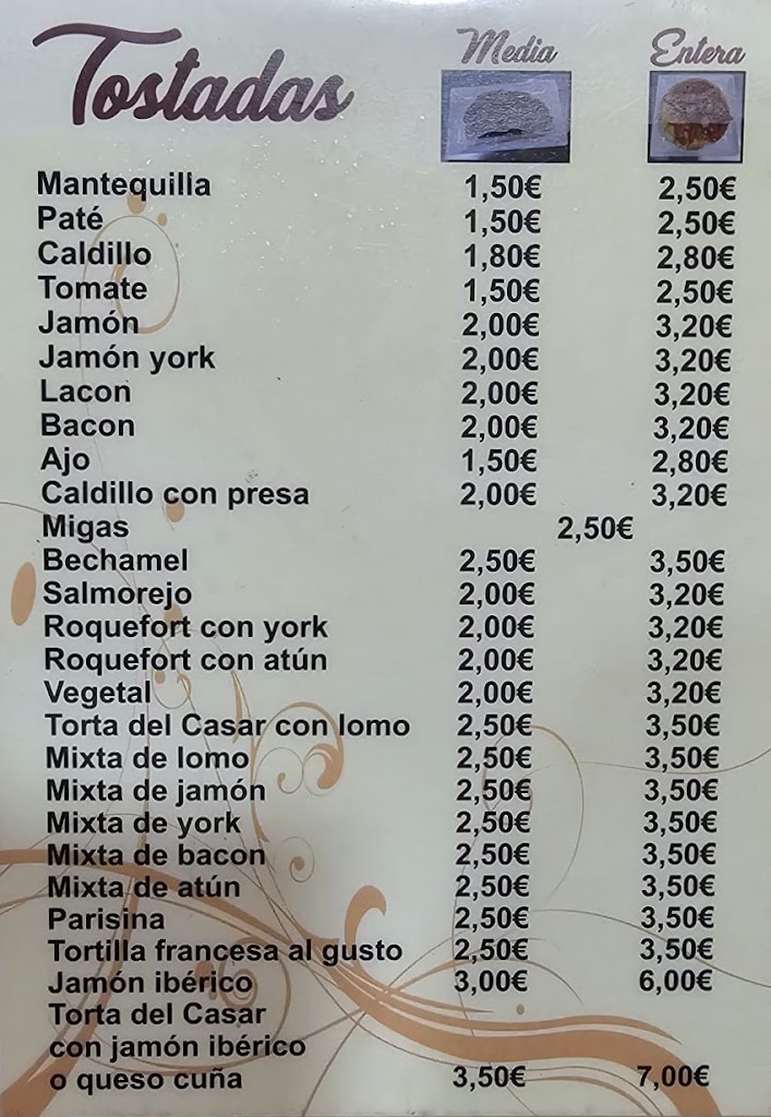 El Pilar - Churreria & Cafeteria — Carta