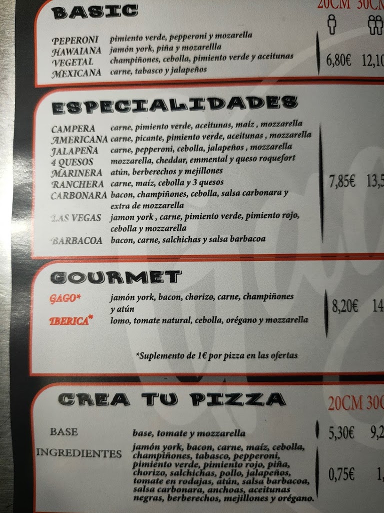 Gago's pizza — Carta