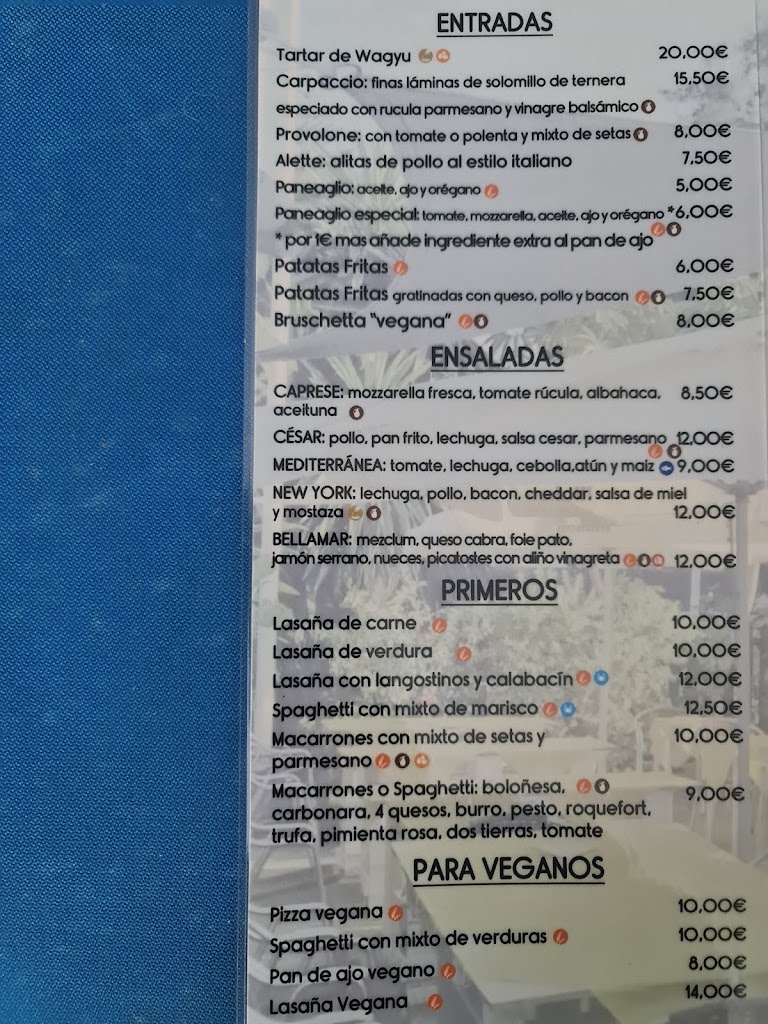 Pizzeria Bella-Mar — Carta
