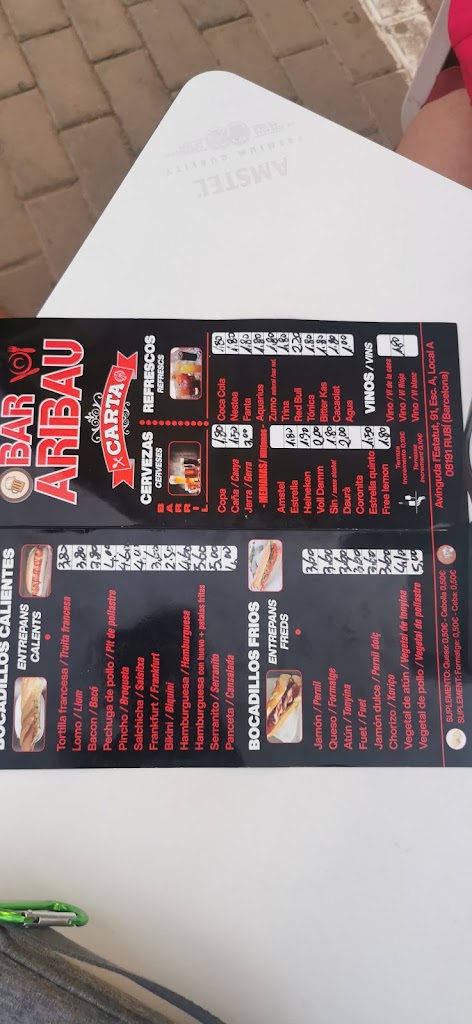 Bar Aribau — Carta