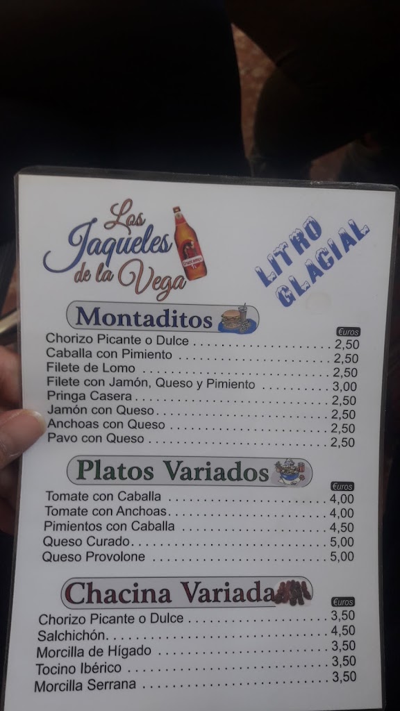 Bar Los Jaqueles de La Vega — Carta