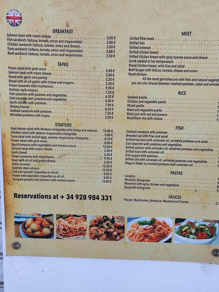 Restaurante El Avda Mar — Carta
