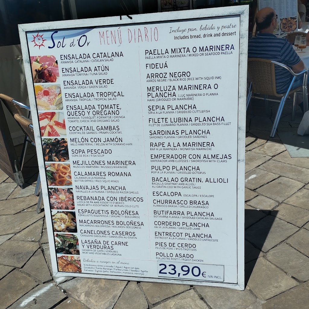 Restaurante Sol d'Or — Carta