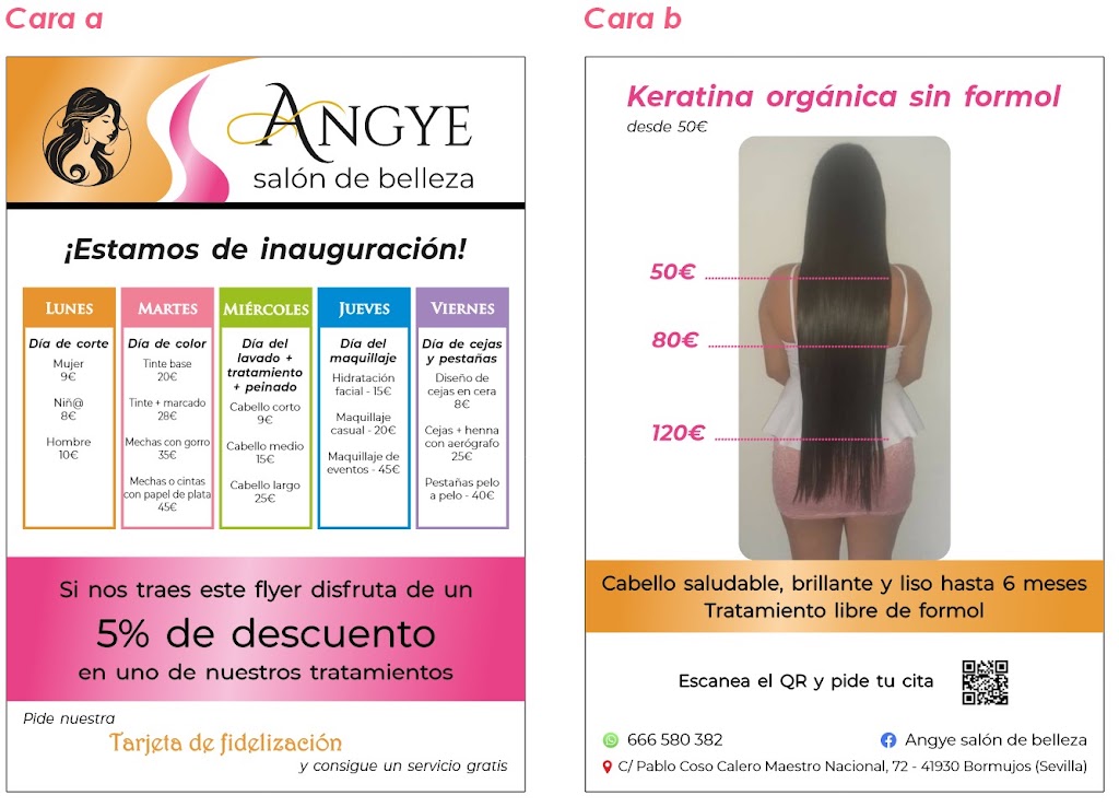 ANGYE Salon de belleza — Carta