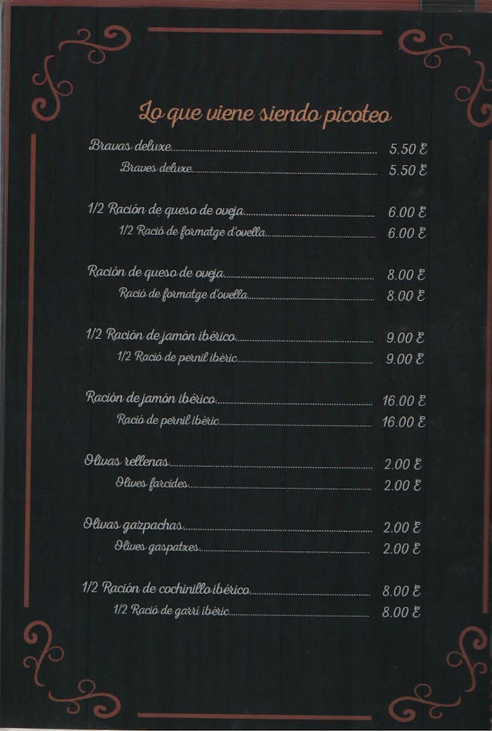 Bar Cul de Sac — Carta