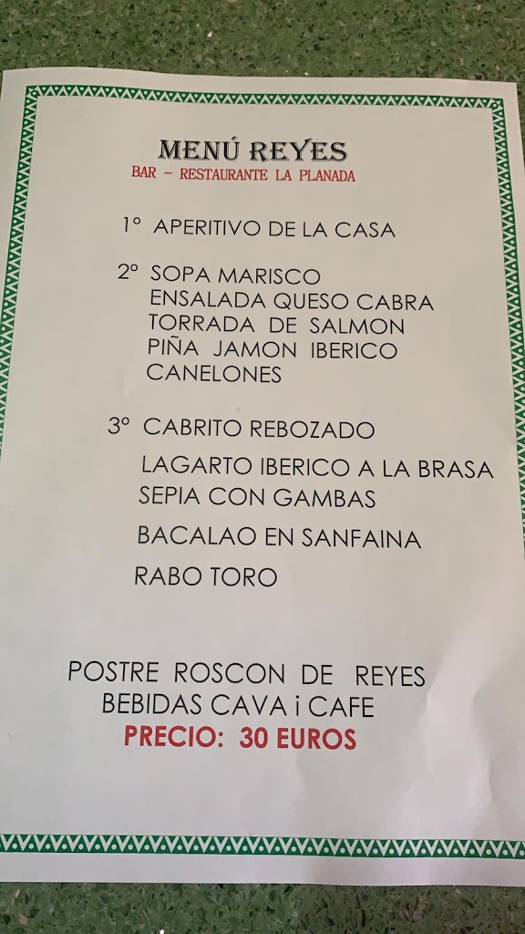 Bar La Planada — Carta