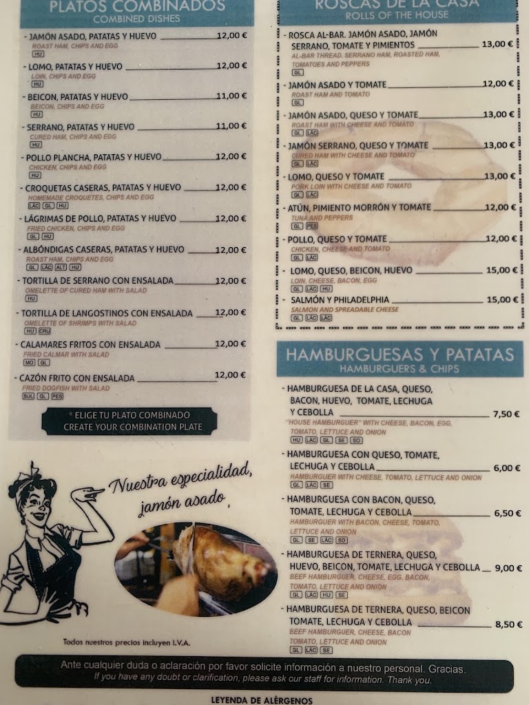 Bar Al-Bar - Comida para llevar — Carta