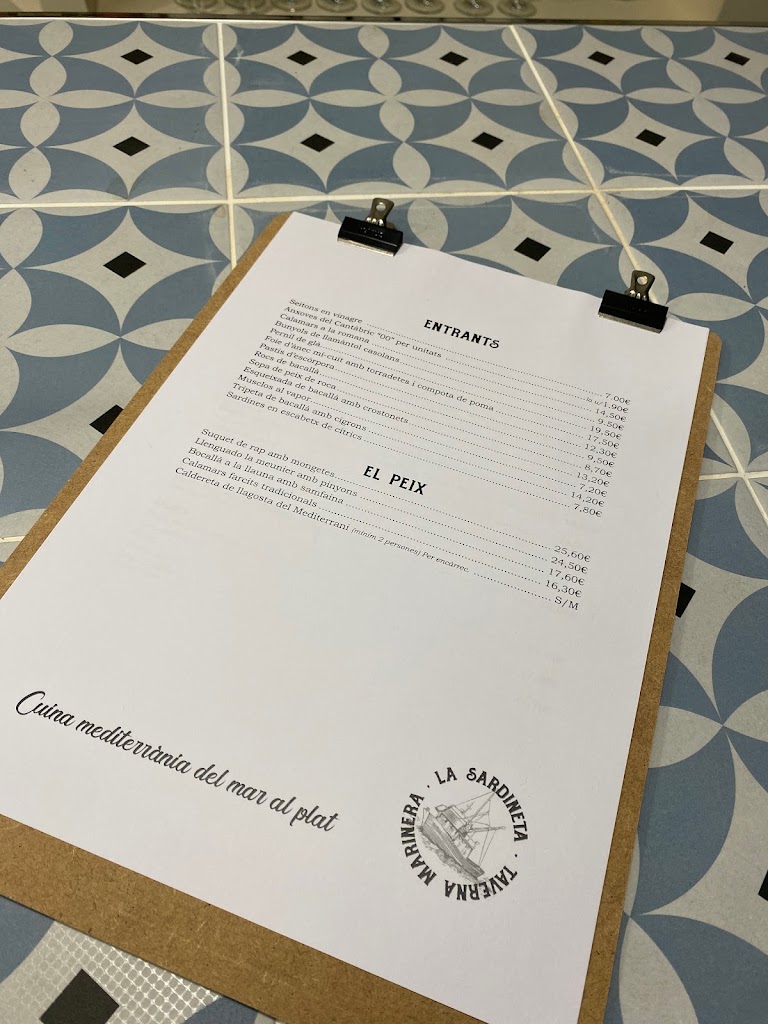 La Sardineta Badalona — Carta