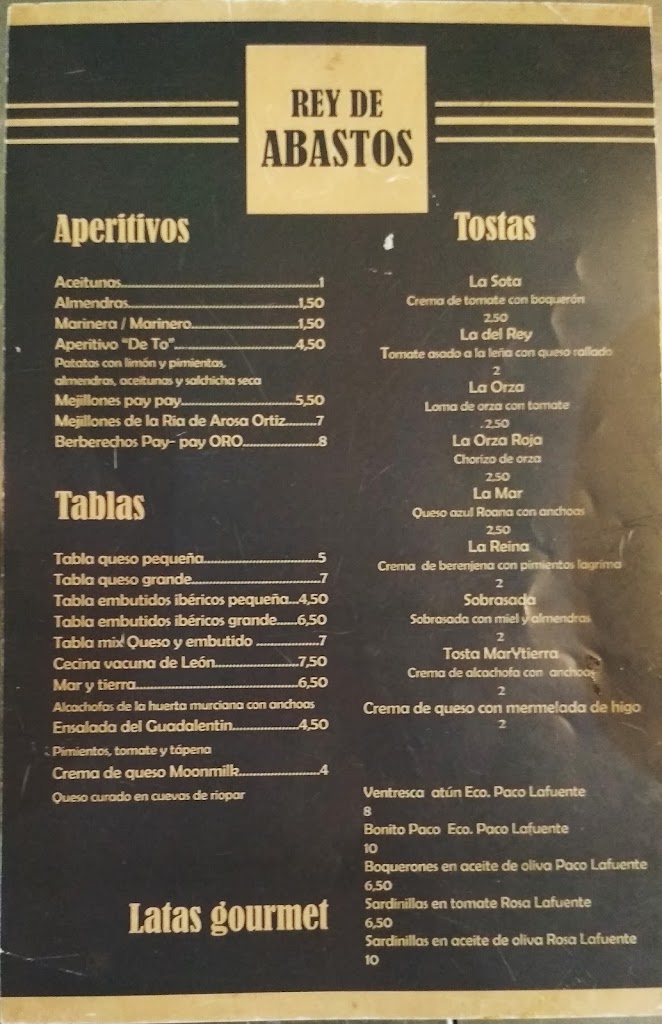 Rey de Abastos — Carta
