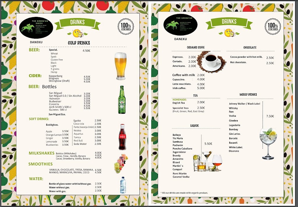 The Green Un Daneku Sports Bar — Carta