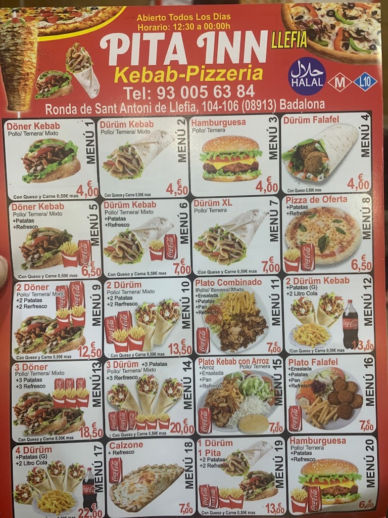 PITA INN LLEFIA — Carta