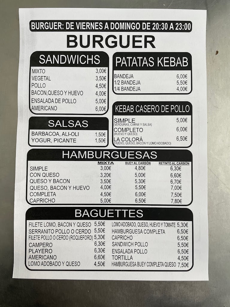 Asador De Pollos La Colora — Carta
