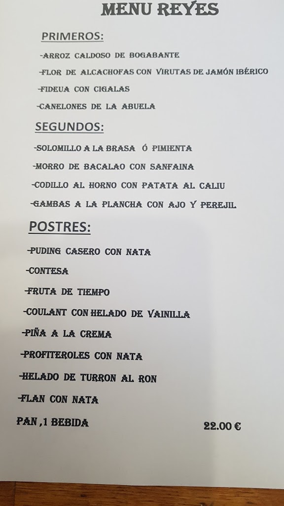Bar Restaurant Can Pep — Carta