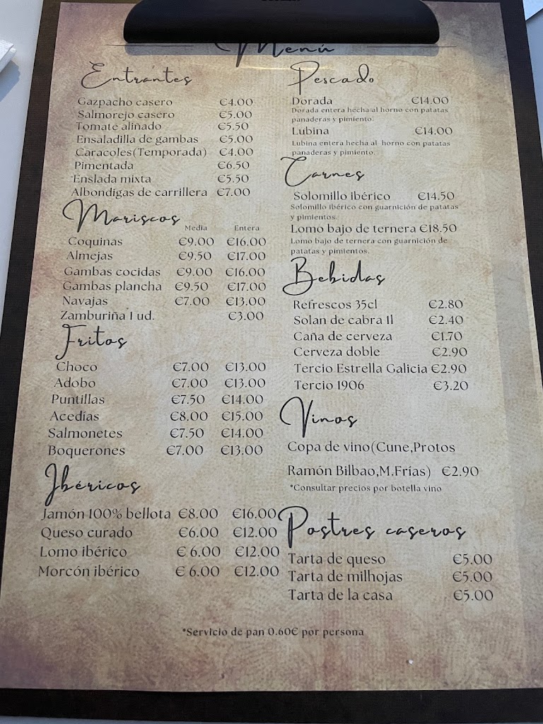 Restaurante Onuba — Carta
