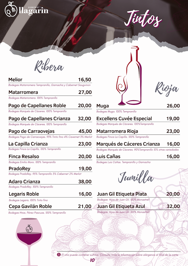 Sidreria El Llagarin Restaurante en Santa Pola — Carta