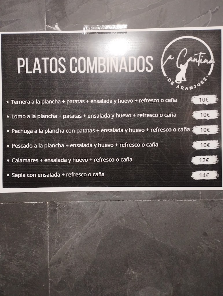 La cantina de Aranjuez — Carta