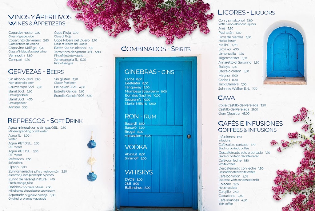 Olympo Beach Bar — Carta