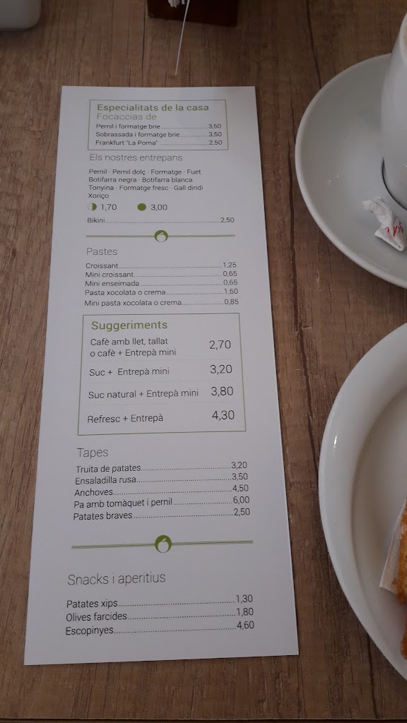 Cafeteria POMA VERDA — Carta