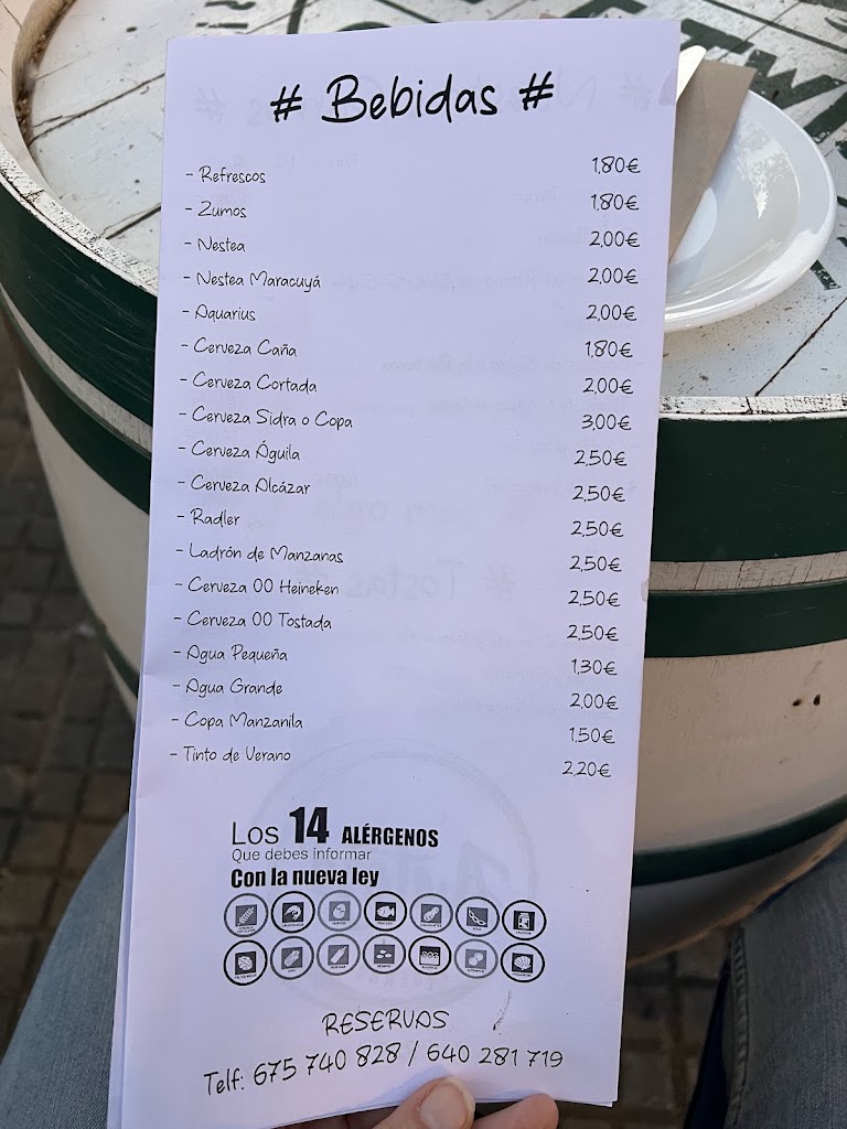 Taberna Antojo — Carta
