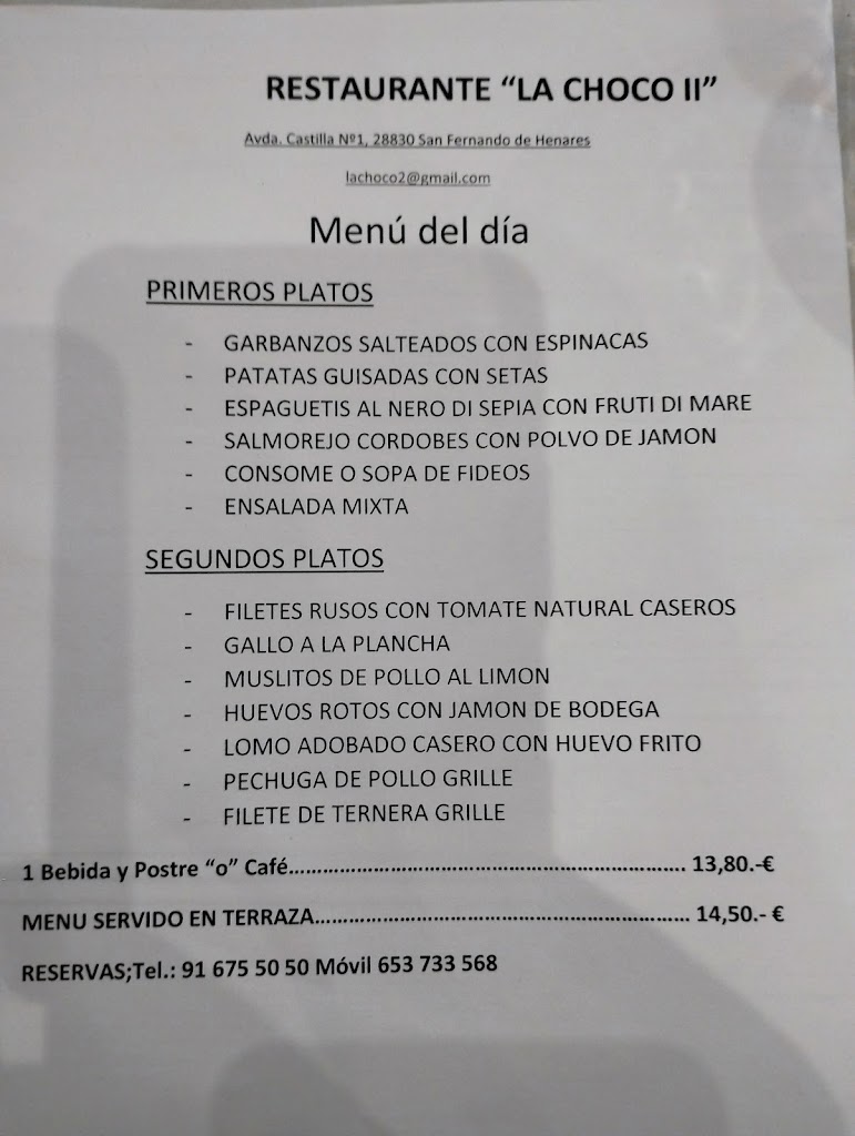 La choco 2 — Carta