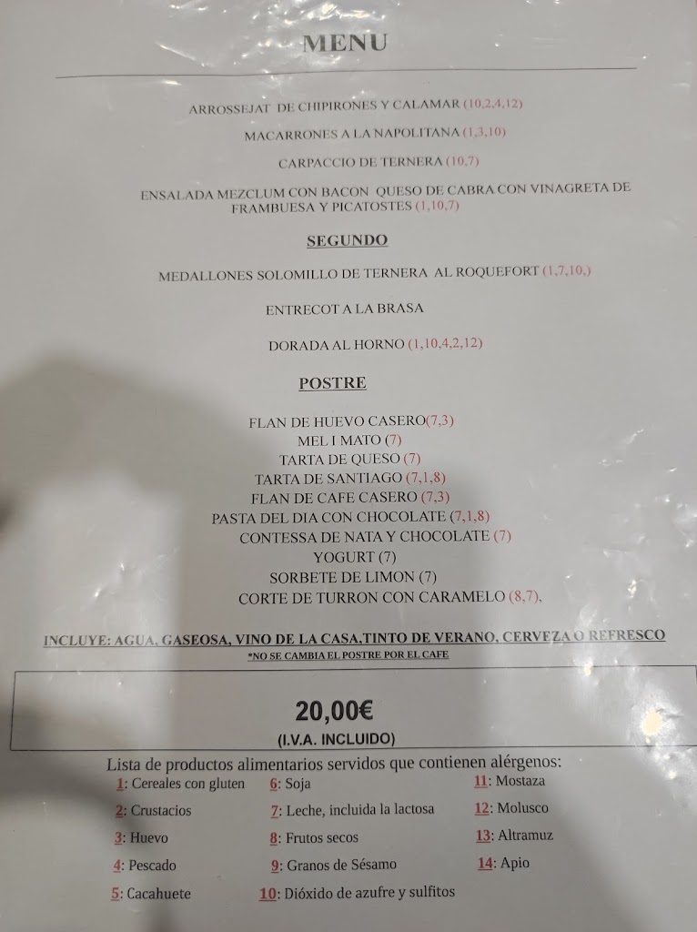Restaurante MURRI — Carta