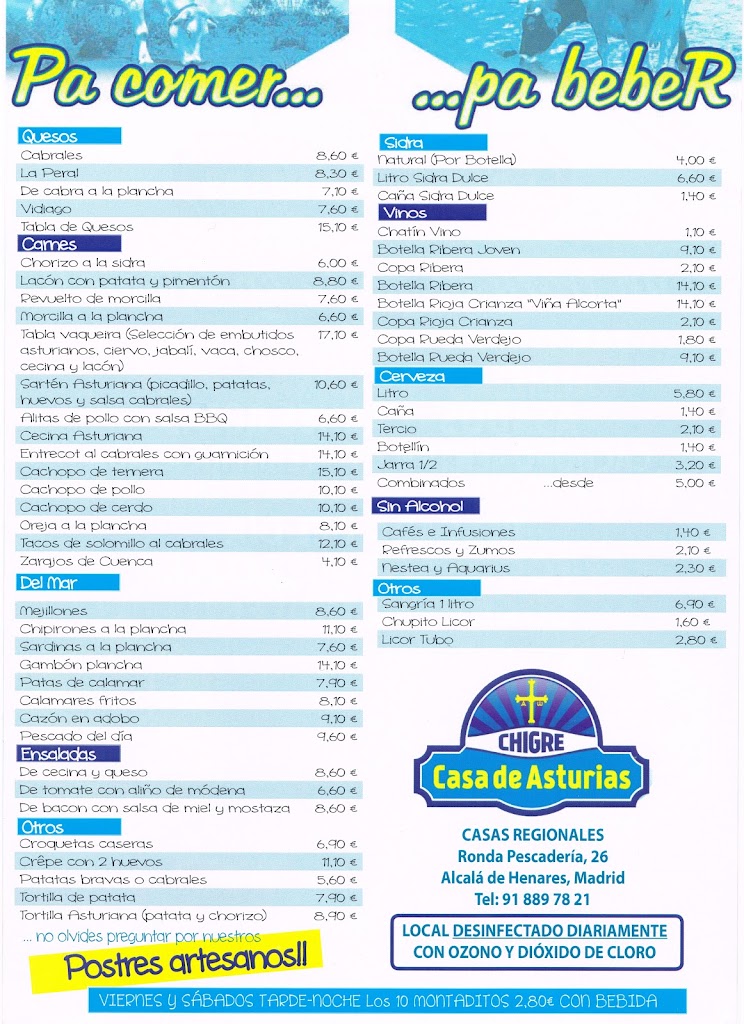 Casa de Asturias — Carta