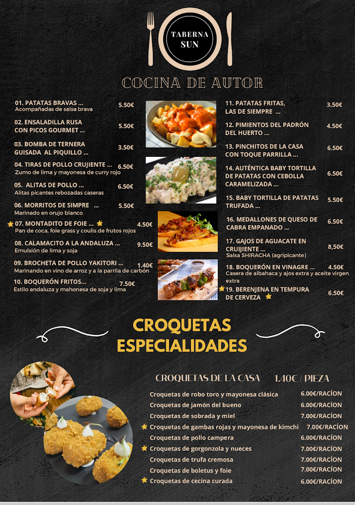 Taberna Sun — Carta