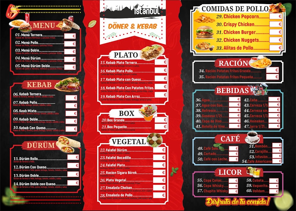 Bar kebab Estambul — Carta