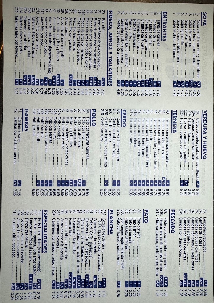 Ciudad Rica Restaurante Chino — Carta
