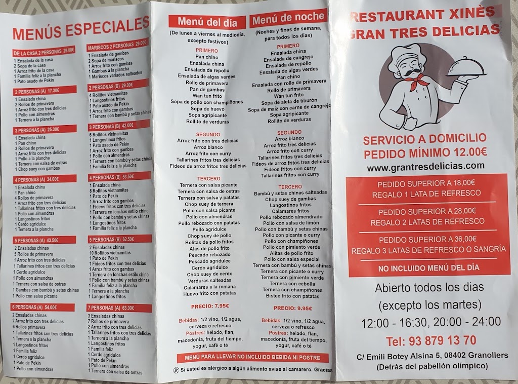 Restaurante Gran Tres Delicias — Carta