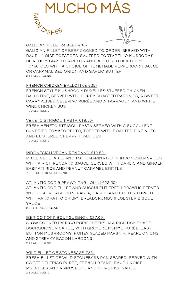 Mucho Mas Restaurante — Carta