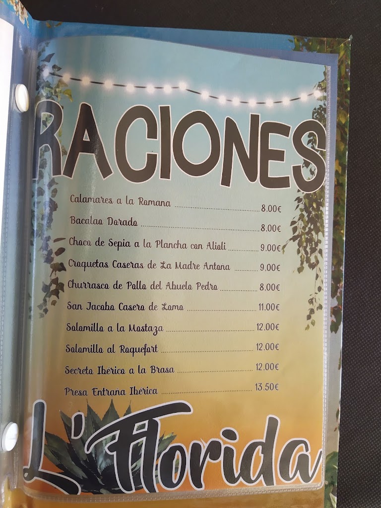 Terraza Bar L' Florida — Carta
