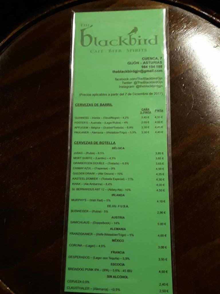 The Blackbird — Carta