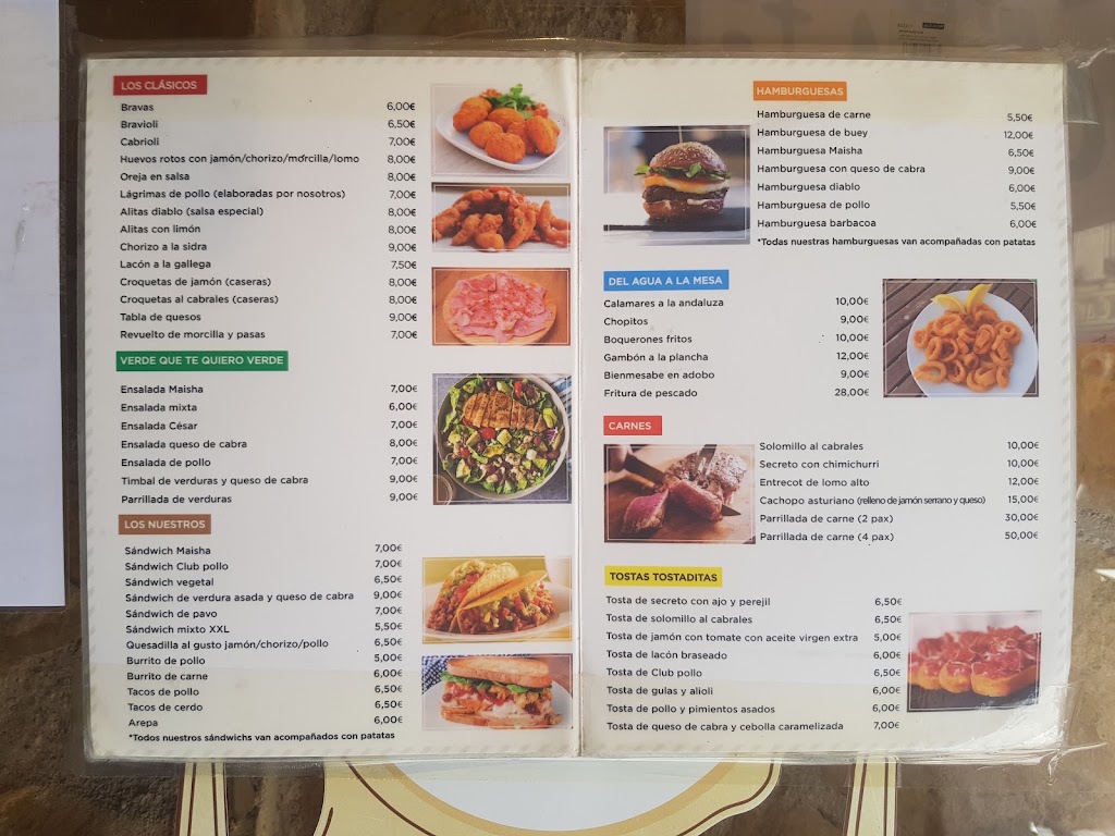 Bar Maisha — Carta